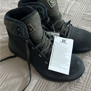 Salomon Black and Gray Rain & Snow Boots with Sturdy Rubber Sole
